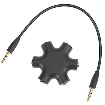 OSALADI Hexangular Headphone Splitter Adapter Way Audio Connector for Music Sharing Phones and Music Players Black