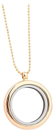 Healvian Collier Rond Pendentif Médaillon Verre Cadre Photo Bijoux Diy Pour Hommes Et Femmes Boîte Ouverture Doré