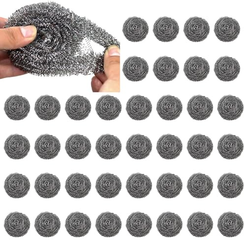 40 Stücke Stahlschwamm Topfreiniger, Stainless Steel Scrubber Wiederverwendbar Edelstahl Schwamm Packung Verbesserte Stahlwolle Wäscher Küche Scheuerspirale Reinigungsbürste für Pfannen Schalen
