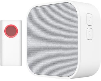 Sonnette sans fil SYNTESY Batdoor - A Batterie, Portée jusqu'à 150 m, 36 mélodies, LED, 4 volumes, installation facile - Couleur blanche