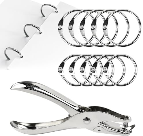 FuxFuis 100 Stück Buchringe Buchring mit Lochzange Papier Durchmesser 20mm/25mm Binderinge Metall Buchbinderinge DIY Binder Ringe Rostfrei Heftringe für Papierkarten Karteikarten Fotoalben Sammelalben
