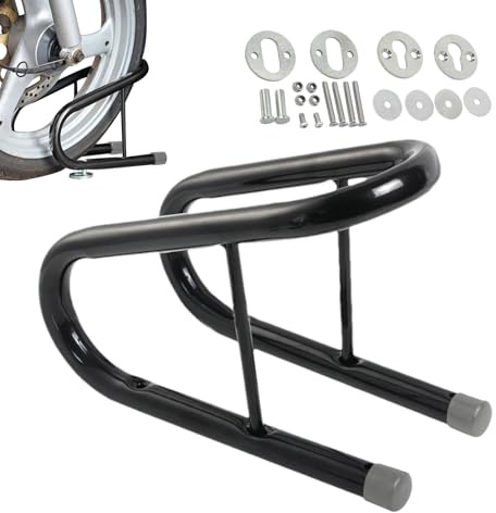Motorcycle Wheel Chock - heavy duty steel stand, adjustable tire holder | secure parking base with non slip design, stable mounting system for garage storage, trailer transport, repair workshop use
