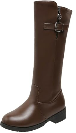 Women's Elegant Leather Boots with Short Heel Round Toe Short Boots Women Outdoor Boots Ankle Boots Chunky Comfortable Riding Boots Lined Warm Half Boots Western Boots Lightweight Thermal Boots, brown