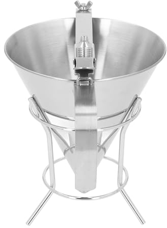 generic Stainless Steel Confectionery Funnel with Stand, Batter Dispenser for Cake Decorating, Chocolate & Bakery, Commercial Kitchen Tool with Spring Control & Anti-Spill Design