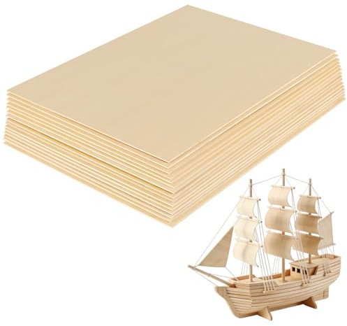 JAPCHET 15 PCS A3 Unfinished Wood Sheet for Crafts, 420 x 300 x 3mm Wooden Sheets for DIY Wood Engraving Projects
