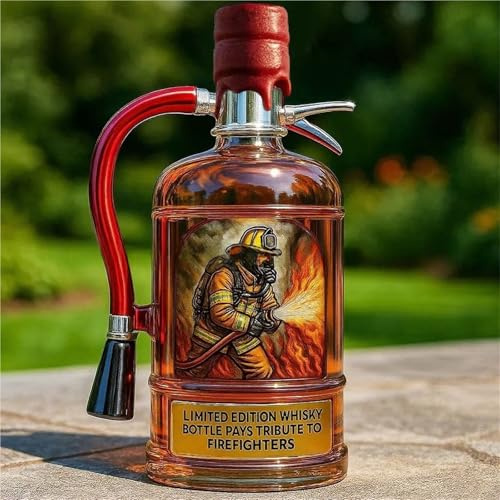 300ML Weindekanter Dekanter Whiskey Karaffe Statue - 3D-Feuerlöscher-förmige Whiskyflaschen-Skulpturen, Interessante Whisky-Dekanter-Statuen Aus Glas, Weinaufbewahrungsbehälter(#2)