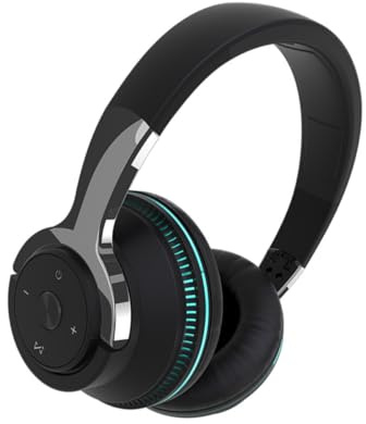 IMIKEYA Casque de Jeu sans Fil -Auriculaire Noir Éclairage LED Arceau Télescopique en Acier Inoxydable Oreillettes Enveloppantes pour Isolation Phonique Batterie Longue Autonomie