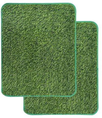 Kunstrasen Hundeklo Matte, 2 Stück Waschbar, Grün, 40cm x 36 cm, für Indoor Outdoor Balkon Training, Atmungsaktiv Rasenteppich Welpentoilette