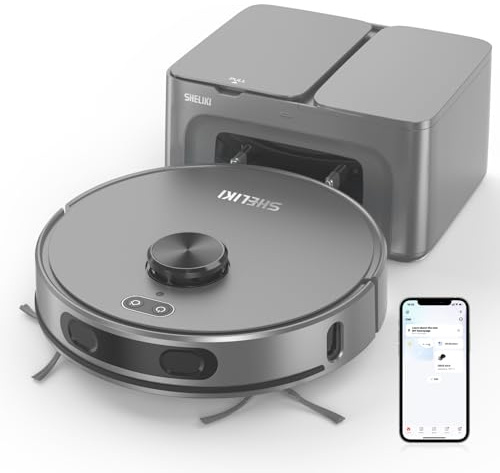 SHELIKI Robot Vacuum and Mop, Robotic Vacuum with LiDAR Navigation Smart Mapping, 70-Day Self-Emptying GW9