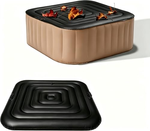 Copertura gonfiabile per vasca idromassaggio, con 2 maniglie, antivento, impermeabile, accessorio per piscine idromassaggio (nero, 130 cm, quadrato)