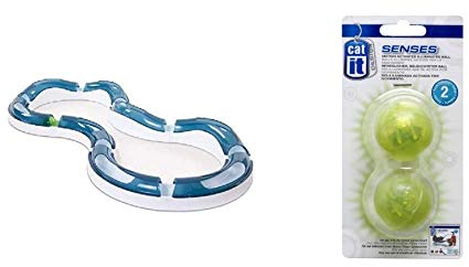 Catit Design Senses Super Roller Circuit Tempo-Spielschiene & Beleuchteter Ball 2er-Pack Tempo-Spielschinen