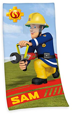 Herding FERUERWEHRMANN SAM Badetuch, 150 x 75 cm, Baumwolle, Mehrfarbig