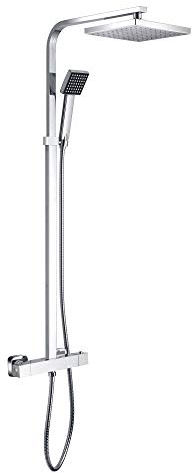 STILFORM Designer Duschsäule Serie Park Höhenverstellbar mit Regendusche, Thermostat und Handbrause in Schwarz Matt oder Chrom (Chrom)