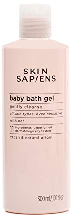 SKIN SAPIENS Sanftes Baby Badegel mit Hafer, 98% natürlicher Ecocert Cosmos, Unparfümierte Babywäsche, tierversuchsfreie und vegane Hautpflege für empfindliche Haut, 300 ml