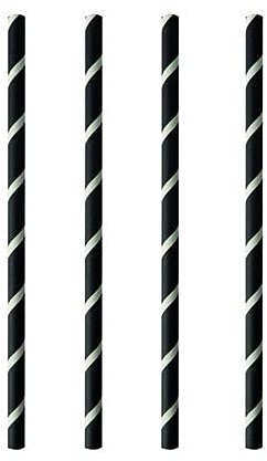 Papstar Shake-Halme, Papier Ø 8 mm, 20 cm schwarz/weiss Stripes 87979 Papiertrinkhalme Papierstrohhalme Shakehalme, 800 Stück
