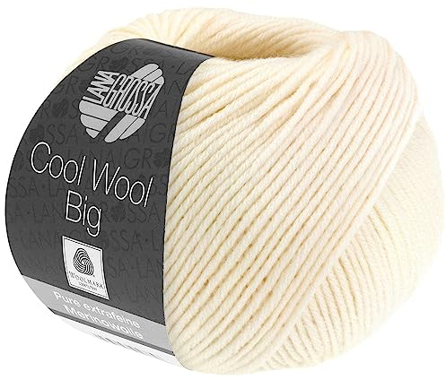 LANA GROSSA Cool Wool Big | Extrafeine Merinowolle waschmaschinenfest und filzfrei | Handstrickgarn aus 100% Schurwolle (Merino) | 50g Wolle zum Stricken & Häkeln | 120m Garn