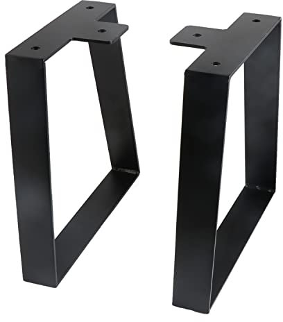 ALXEH 14 Inch Trapezoid Table Legs Black, DIY Furniture Metal Feet 2PCS