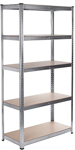 Green Blue GB378 Lagerregal aus Metall mit 5 Höhenverstellbaren Regalböden 175 kg Tragkraft per Regalböden 180x90x40cm Steckregal Verzinkt Klappbar Kellerregal Werkstattregal