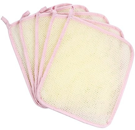 Cabilock 5pcs Double Layer Foam Square Exfoliating Cloth Face Cloths Wash Clothes for Face Bamboo Washcloths Gloves for Cleaning Nylon Gloves Nylon Bath Cloth Shower Scrub Towel Bath Towels
