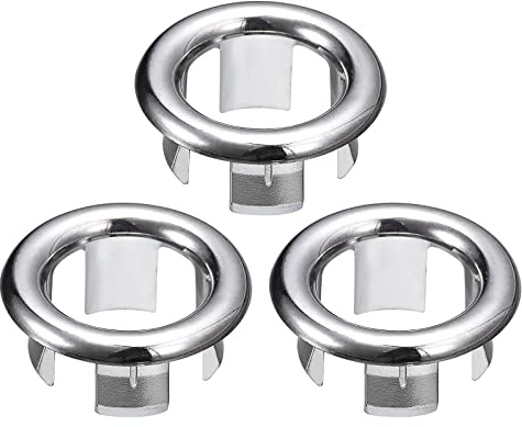 QUARKZMAN Évier Garniture Trop-plein Couvercle, 3Pcs Évier Trop-plein Anneaux 24mm Toilettes Cuisine Lavabo Bonde Couverture Trou Insert en Rond Capuchons Argenté
