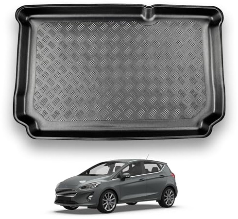 NOMAD Boot Liner Mat for Ford Fiesta 2017+ [Non-adjustable boot floor] | Tailored PE Car Boot Protector Tray, Waterproof Raised Edge Trunk Mat, Easy Clean Cargo Floor Liner