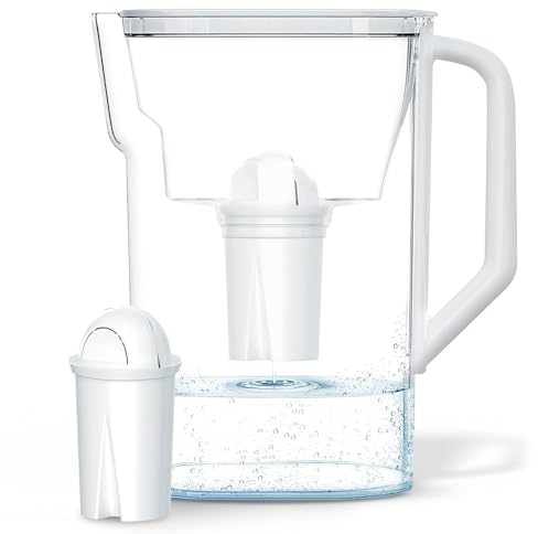 Wessper Jarra Filtradora de Agua 2.7 L, Compatible con el Filtro Brita Classic | Filtro de Agua que Reduce la Cal y el Cloro, Agua filtrada | Jarra Filtrante + Cartucho – Blanco