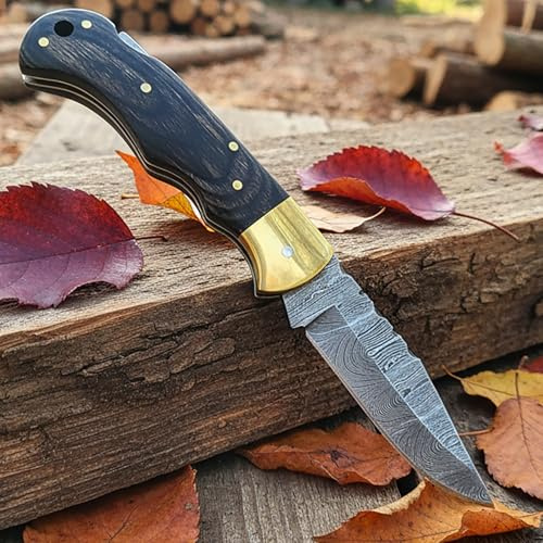 PAL 2000 KNIVES Coltello tascabile pieghevole in acciaio Damasco fatto a mano personalizzato con fodero 4006