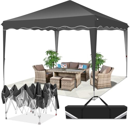 COBIZI Pavillon 3x3 Wasserdicht Stabil mit Wellige, UV-Schutz 50+ Faltbarer Popup Pavillon, Höhenverstellbar Partyzelt für Strand, Gartenparty, Camping, Schwarz