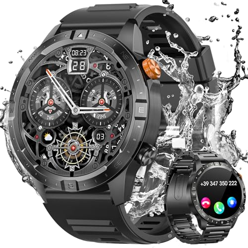 DEKELIFE Smartwatch Herren mit Telefonfunktion, 1,43 AMOLED Always-On Display Armbanduhr, 70+ Sportmodi Uhren Herren mit Herzfrequenz, SpO2, Schlafmonitor, IP68 Wasserdicht Android und iOS, Schwarz