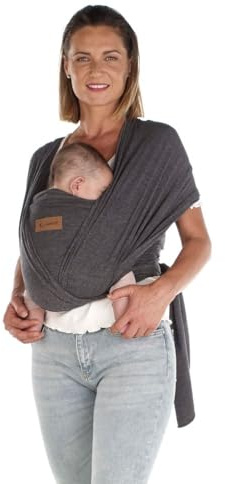 Jané Cocoon Fascia Porta Bebè Elastico, dalla Nascita fino a 20 kg, 5 m, Metodo Canguro, Ergonomica, Traspirante, con Borsa, Grigio