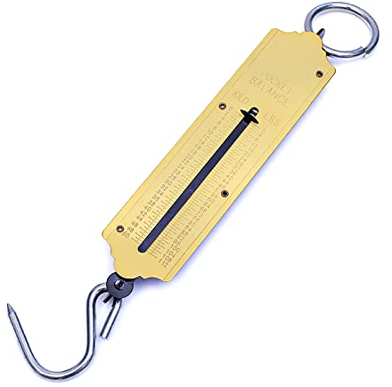 Tragbare Waage mit Leuchtanzeige, Angelwaage mit Haken, mechanische Waage, alte Hängewaage für Zuhause, 12/50 kg, Gepäckwaage, Reisegepäckwaage mit Haken, strapazierfähig