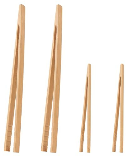 Bamboo Toast Tongs, 12 Inch Wooden Toaster Tongs with Anti-slip Design