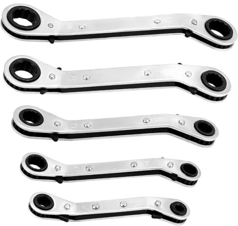 QWORK® 5 Pezzi Chiavi a Cricchetto, Chiave a Cricchetto a Doppio Anello 6-21 mm, Set Chiavi Inglesi Metriche