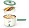 Electric Hot Pot with Steamer, Portable Nonstick Frying Pan with Dual Power Control, Electric Shabu Shabu Cooker for Noodle, Oatmeal, Pasta, Ramen, 1.5L (Green M)