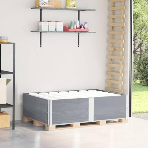 Lechnical Pallet Collars 2 pcs Grey 150x100 cm Solid Wood Pine,Pallet Collars,Versatile for Storage or Raised Garden Bed,Space Saving-4010307