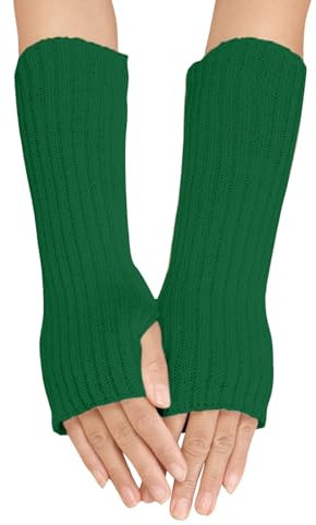 Armstulpen Damen Handschuhe Lange Handstulpen Fingerlose Winterhandschuhe Halbfinger Strickhandschuhe Einfarbig Armwärmer Stretch Pulswärmer Armlinge für Büro Tippen Karnevals Zubehör für Frauen