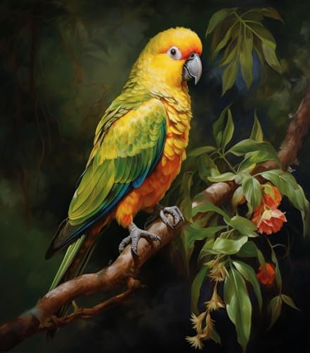 ANSIWEIGO Malen nach Zahlen für Erwachsene auf Leinwand,Bunter Tierpapageivogel,DIY Digitales Malset auf Leinwand,Geburtstags-,Hochzeits- und Weihnachtsdekor-Geschenke,40x50cm