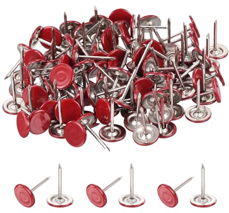 sourcing map Polsternägel für Möbel, 7/16 Zoll (11 x 17 mm) Metall, rund, schwarz, Daumennägel für Wand, dekorative Polsternägel, DIY-Projekt, Heimdekoration (Rot, 110 Stück)