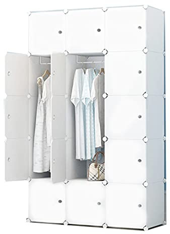 Armario de almacenamiento colgante con armario de esquina, fácil instalación, diseño a prueba de polvo, combinación libre, ideal para dormitorio, dormitorio, habitación de 20 puertas