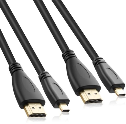 Hemlosk 2 Pack Micro HDMI auf HDMI Kabel 1,5m, Ultra HD 4K 60Hz & 1080P | High-Speed Kabel, Kompatibel mit Raspberry Pi 5/4B, GoPro Hero 7/6/5, Sony A6000/6300, Nikon B500, Lenovo Yoga 3 Pro