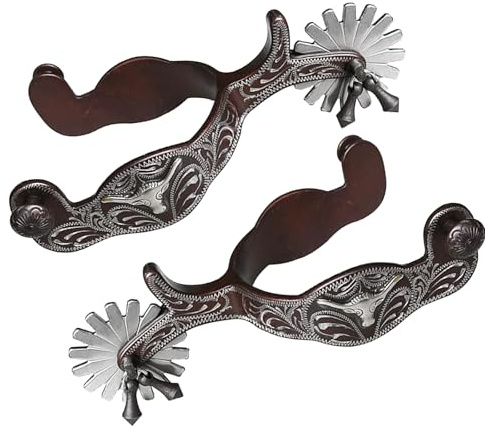 Ddujbtp Sporen für Westernkuh mit Rowel aus Metall, für Herren, Seilsporn, Reitzubehör, langlebig, Western-Cowboy-Sporn zum Reiten