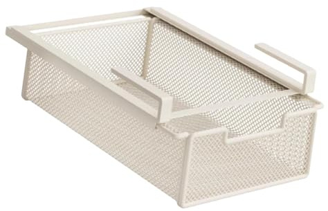 YWJLQH Panier à étagères en Fil Métallique, Organiseur à Tiroir Coulissant Suspendu, Tiroir Sous le Bureau, Panier de Rangement à Suspendre Sous Un Placard, pour Cuisine, Bureau, Penderies, Blanc