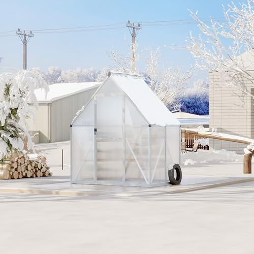 Invernadero de policarbonato para exteriores, gran invernadero con estructura de instalación rápida y ventilación de techo, invernadero con ventilación