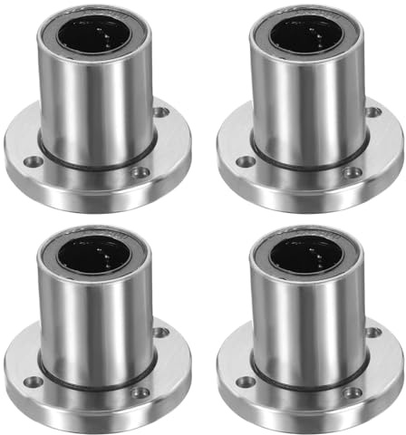 sourcing map 4 Pack LMF20UU Linear Ball Bearings, 20mm Bore Round Flange Linear Ball Bearings Flange Motion Bushing with Double Side Rubber Seal ABEC3 for CNC, 3D Printer