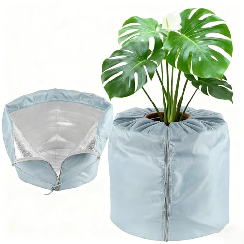 QOXEZY växtkrukskydd, 2-pack frostskydd för små utomhuskrukor, 45 x 50 cm isolerat tygskydd med aluminiumfilm för citrusträd, buskar och tomater