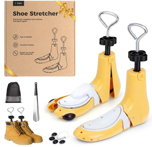 MoeQuliee Allarga Scarpe Uomo Donna — Tendiscarpe Regolabile in 3 Direzioni, Lunghezza, Larghezza e Altezza, Adatto per Scarpe Troppo Strette (Giallo, L, 42-48)