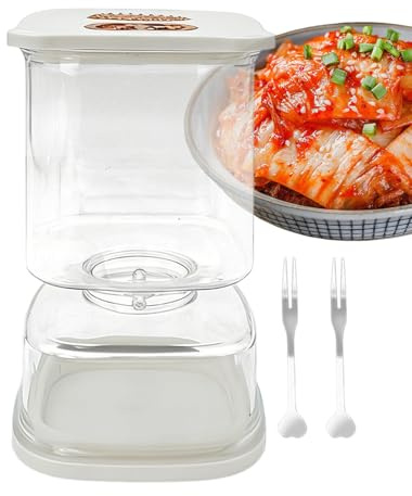 Yonuaret Tarro Para Encurtidos | Recipiente Para Fermentación De Alimentos Con Colador - Envase Hermético para Conservas - para Almacenar Avena Golosinas Ensalada Harina Azúcar Café y Más en la Cocina