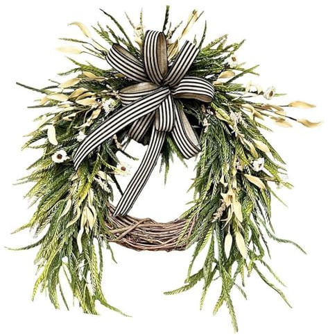 Corona de Sauce Artificial para Puerta 40cm (16 Pulgadas) - Decoración Realista Interior y Exterior, Hotel