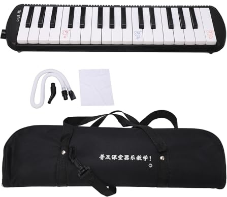 BONKZEBU 32 Tasten Melodica, Tragbares Blasinstrument mit 32 Tasten Im Klavierstil und Biegsamem Rohr, Sopran Melodica Air Piano Keyboard, für Anfänger und Musikalische Ausbildung (Schwarz)