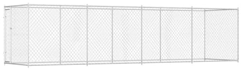 Verzinkter Stahl Hundezwinger 760x192x185 cm, großer Outdoor-Hundezwinger mit aufklappbarer Tür, ideal zum Spielen und Trainieren, robuste Kettenglieder für Sicherheit